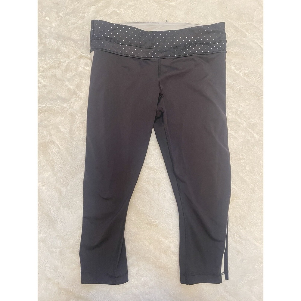 Lululemon Womens Up‎ The Pace Black White Crop Leggings Yoga Pants Size 8